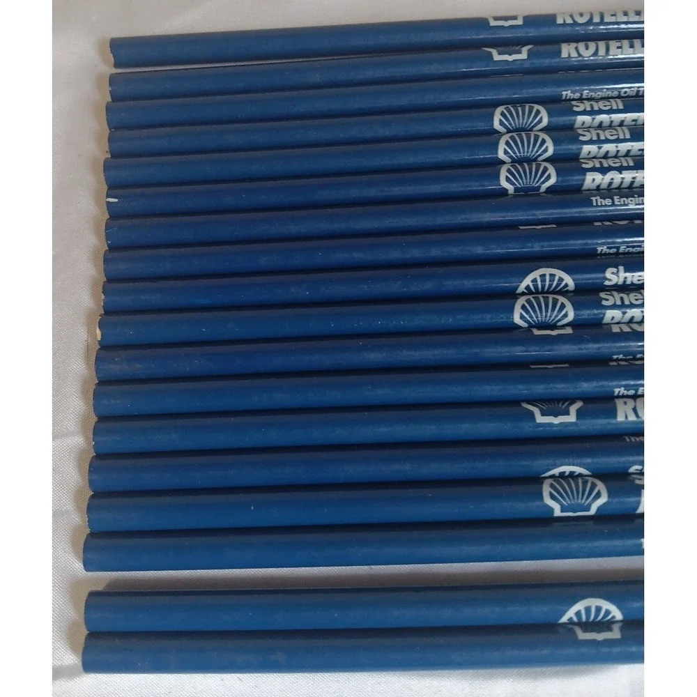Shell‎ Rotella Advertising Pencils 18 Wood Unsharpened Blue White READ